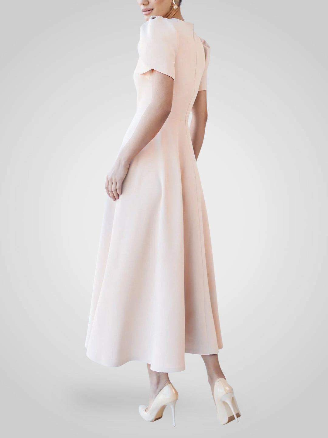 Emily & Isabella Brooks | Midi Dress with High Neck and Puff Sleeves