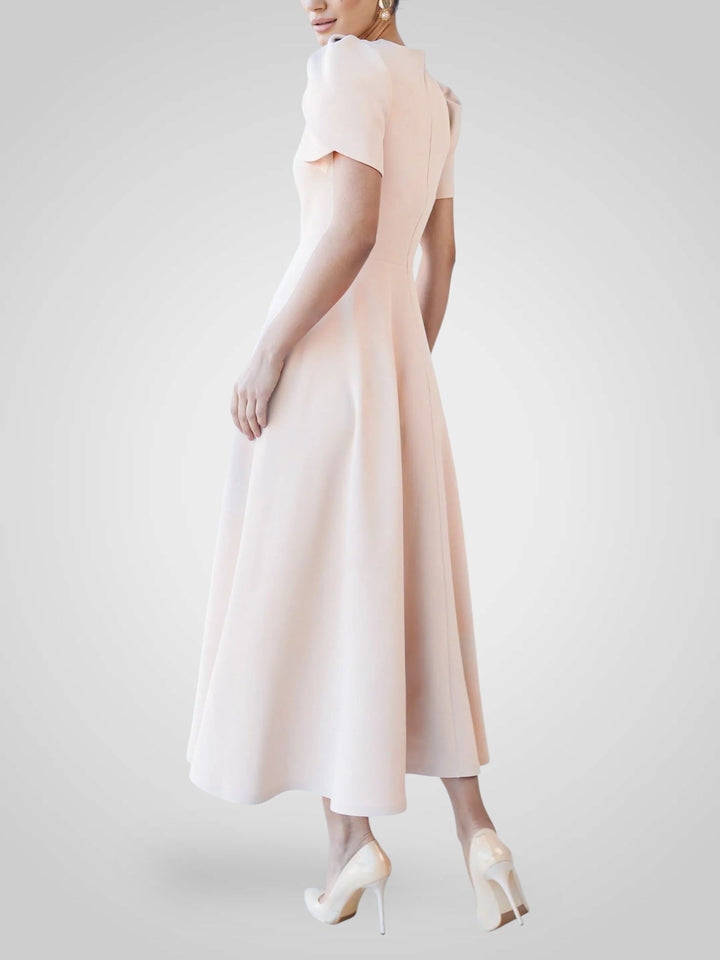 Emily & Isabella Brooks | Midi Dress with High Neck and Puff Sleeves