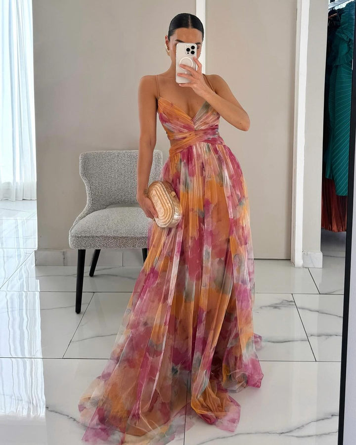Emily & Isabella Brooks | Women's Dress | V-Neck & Flowing Skirt
