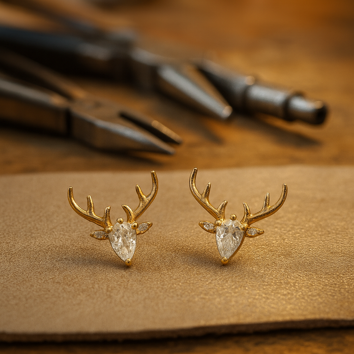 Emily & Isabella Brooks | Antler Earrings in Clear Zircon