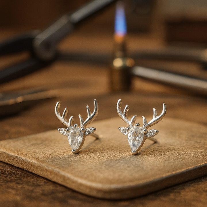Emily & Isabella Brooks | Antler Earrings in Clear Zircon