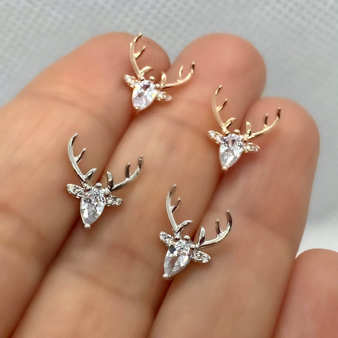 Emily & Isabella Brooks | Antler Earrings in Clear Zircon