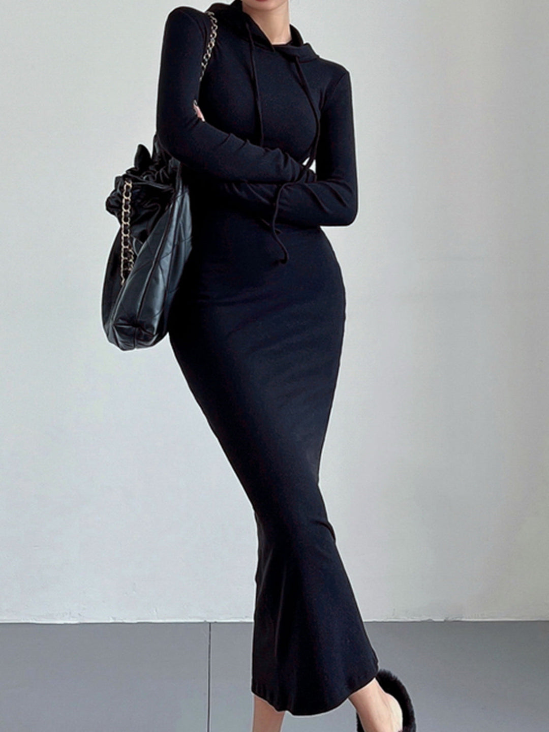 Emily & Isabella Brooks | Hooded Bodycon Dress with Drawstring