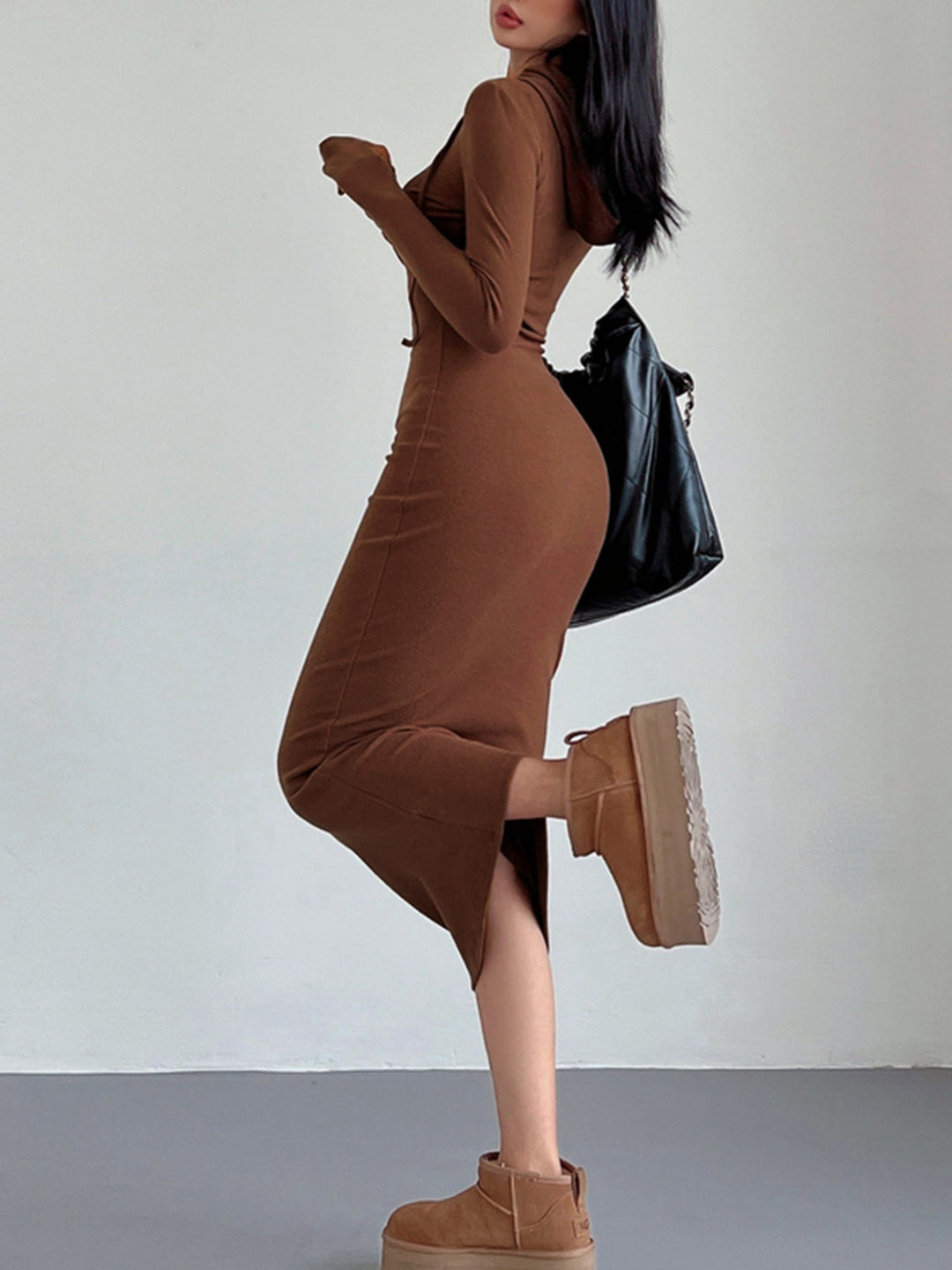 Emily & Isabella Brooks | Hooded Bodycon Dress with Drawstring