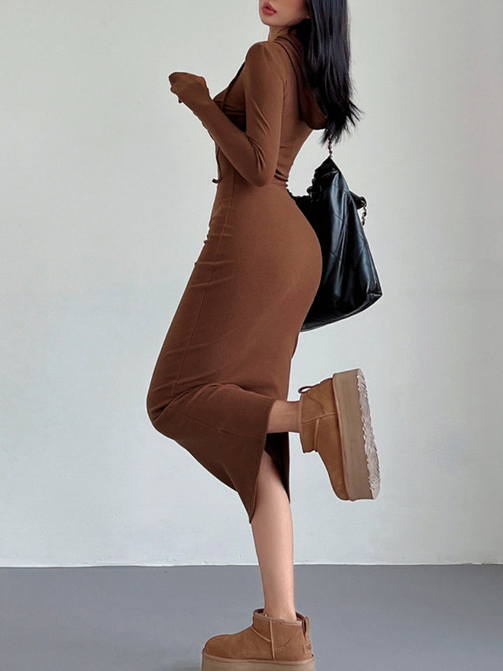 Emily & Isabella Brooks | Hooded Bodycon Dress with Drawstring