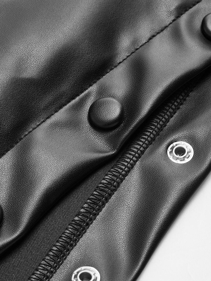 Emily & Isabella Brooks | Ruffle Button Clasp Leather Skirt