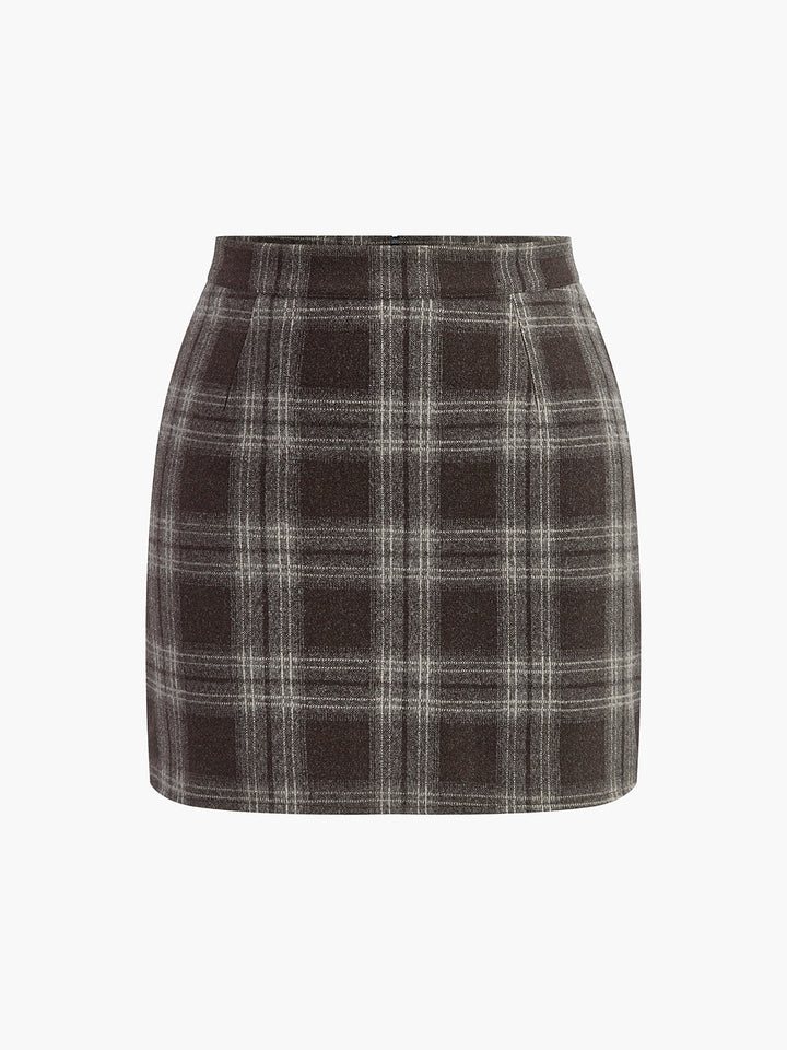 Emily & Isabella Brooks | Plaid Tweed Mini Skirt