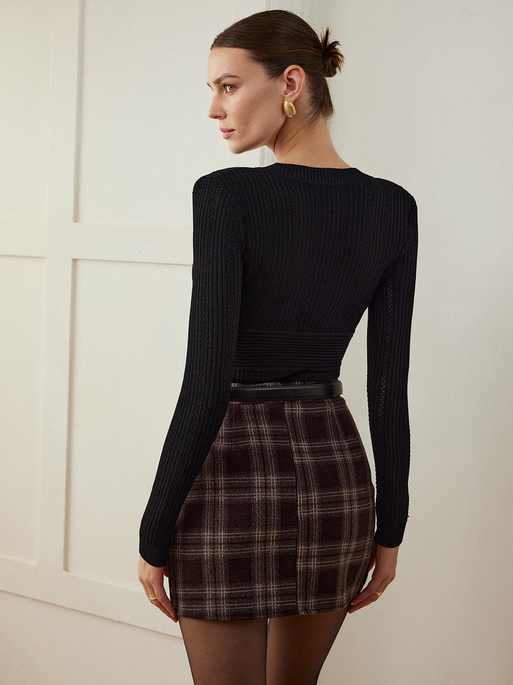 Emily & Isabella Brooks | Plaid Tweed Mini Skirt