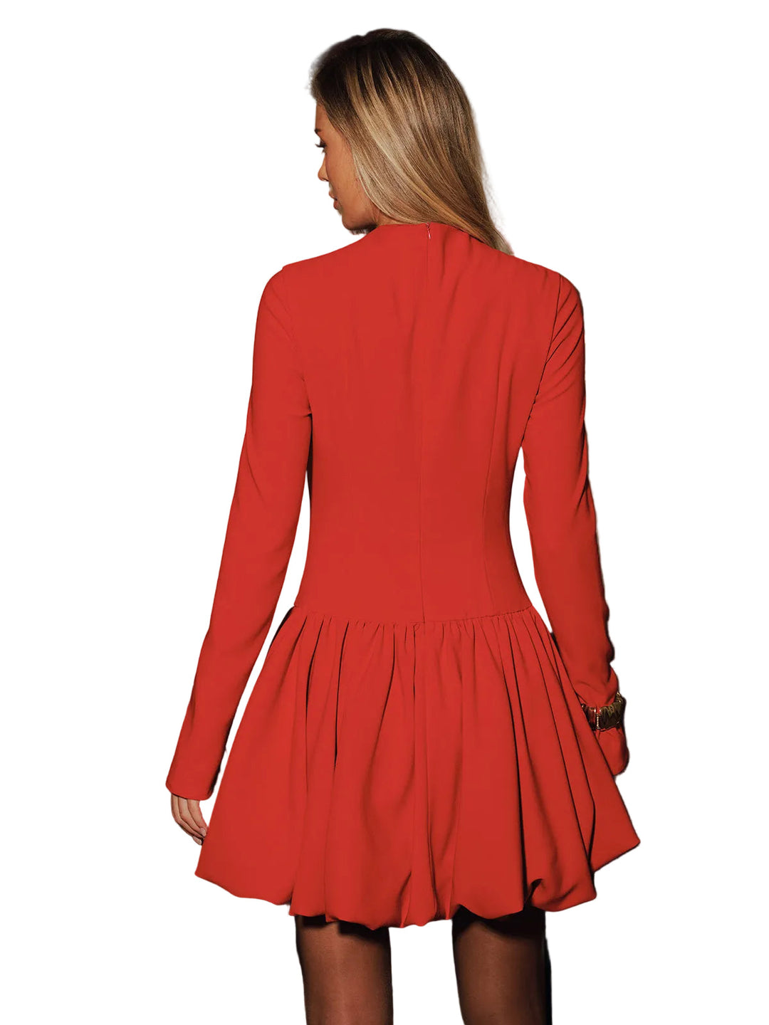 Emily & Isabella Brooks | Mock Neck Long-Sleeve Flared Mini Dress