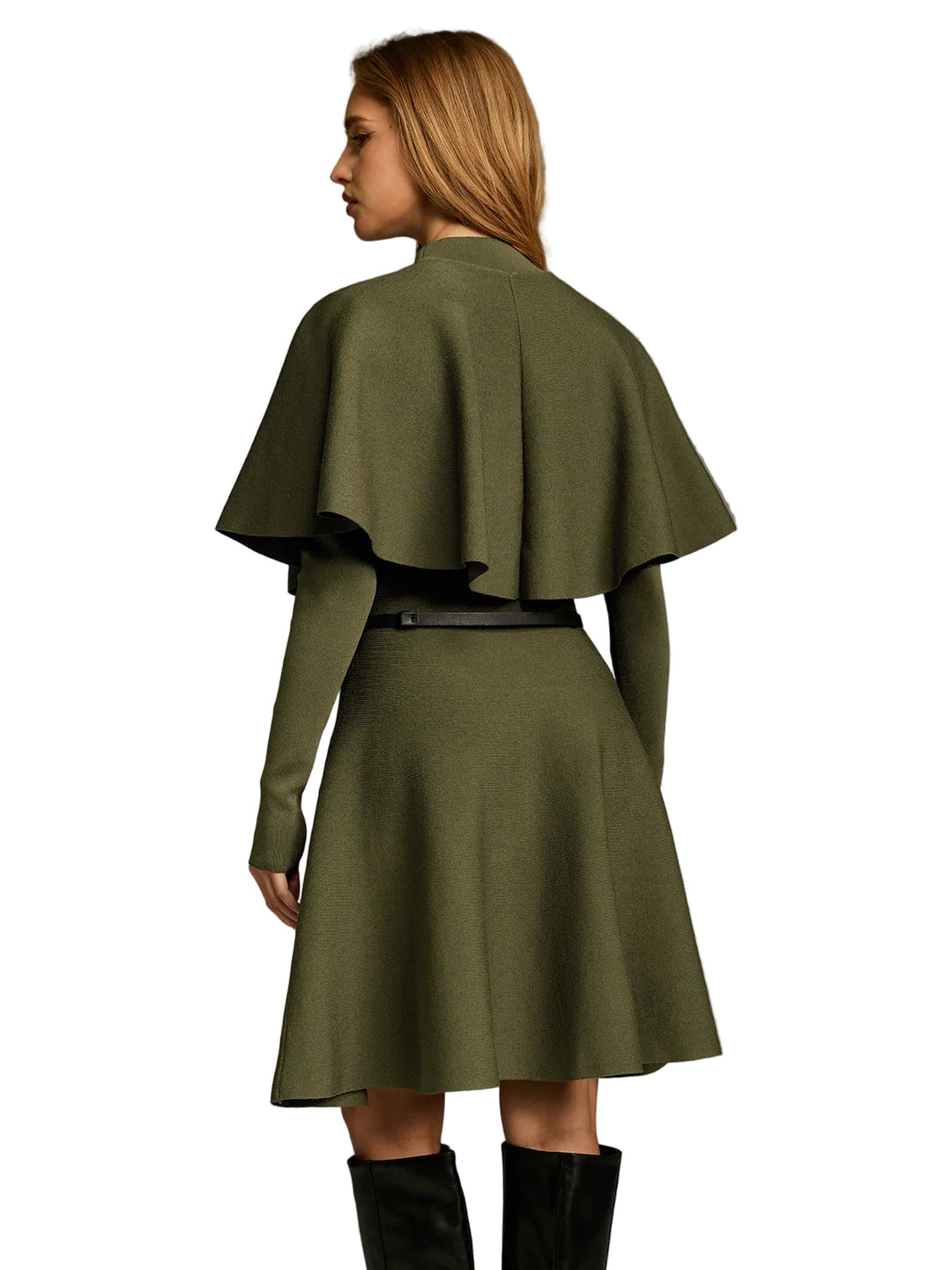 Emily & Isabella Brooks | Capelet-Style Button-Front Belted Midi Dress
