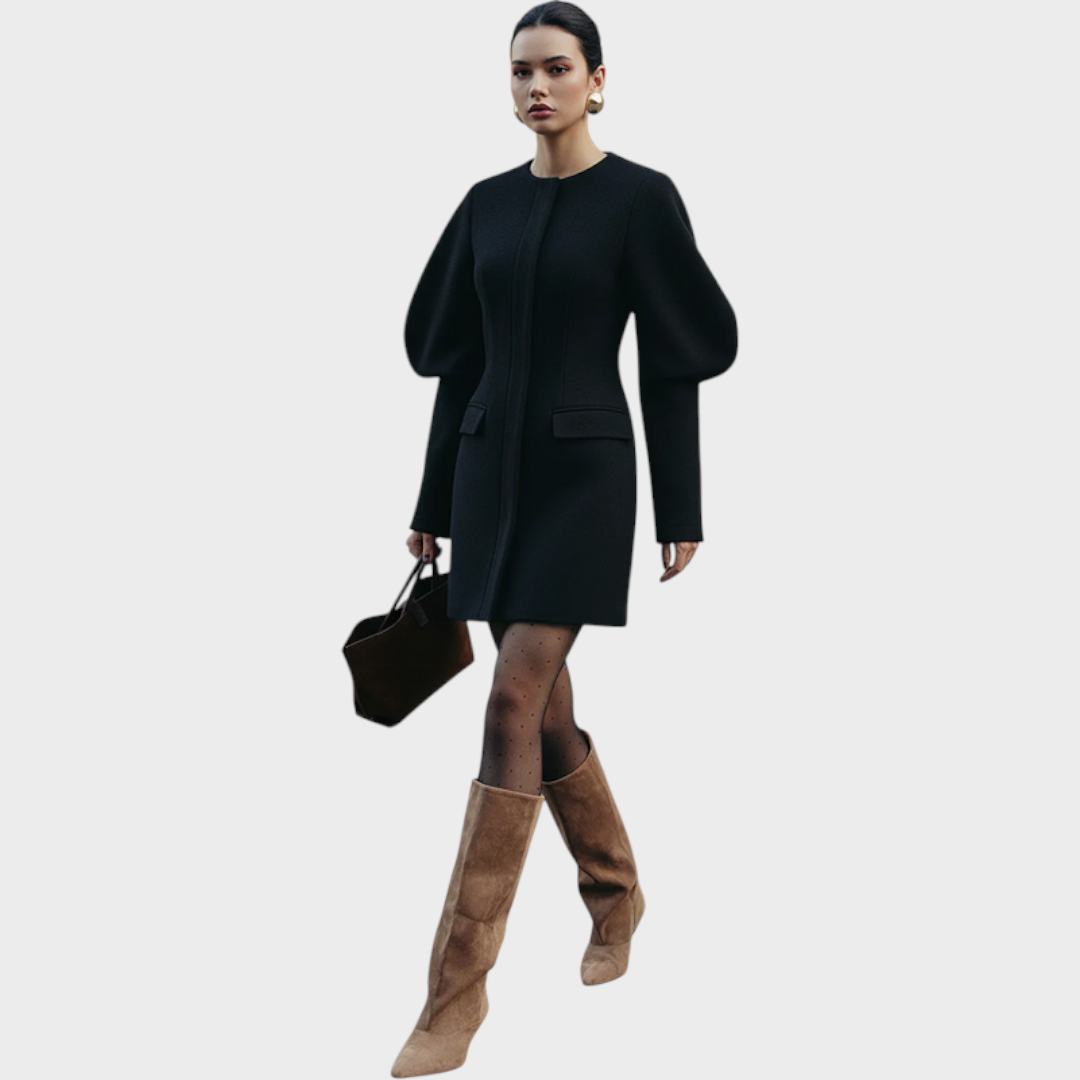 Emily & Isabella Brooks | Mini Dress in Short Fabric with Puff Sleeves