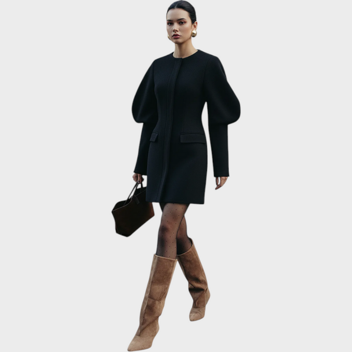 Emily & Isabella Brooks | Mini Dress in Short Fabric with Puff Sleeves