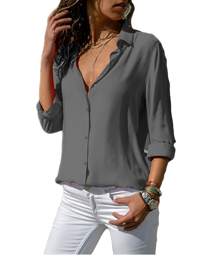 Emily & Isabella Brooks | Fluid Silk Blouse with V-Neck
