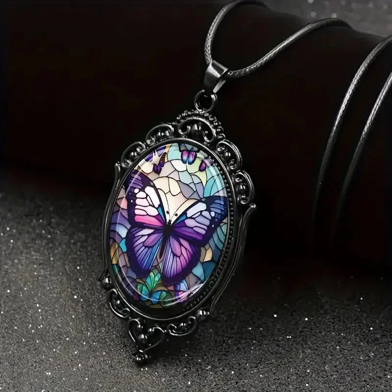 Emily & Isabella Brooks | Butterfly Pendant Necklace in Purple Crystal
