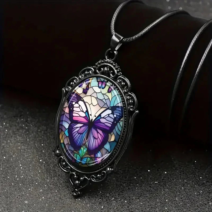 Emily & Isabella Brooks | Butterfly Pendant Necklace in Purple Crystal