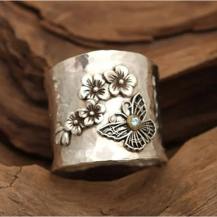 Emily & Isabella Brooks | Wide Band Ring in Floral Design