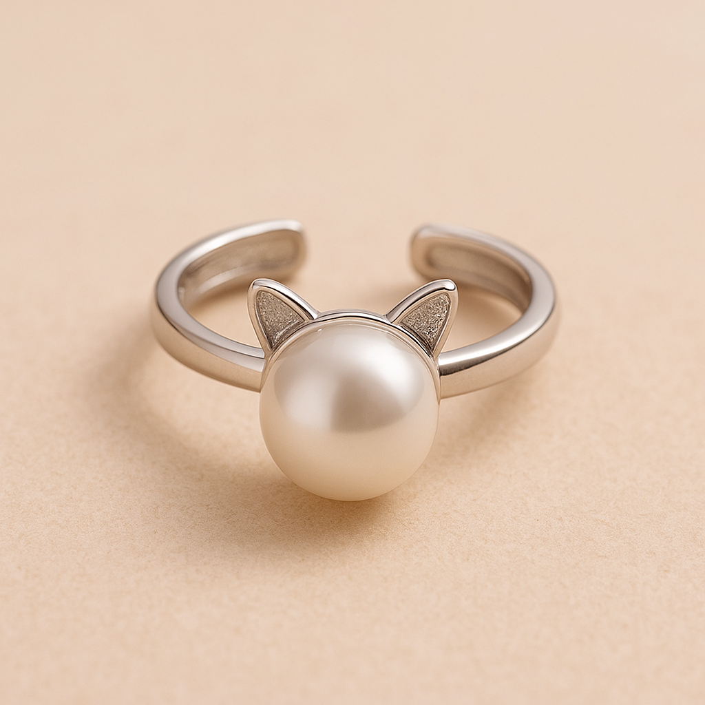 Emily & Isabella Brooks | Pearl Cat Necklace with Earrings and Ring