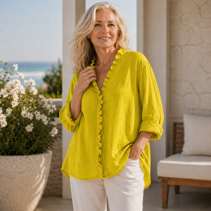 Emily & Isabella Brooks | Cotton & Linen Ruffle Shirt