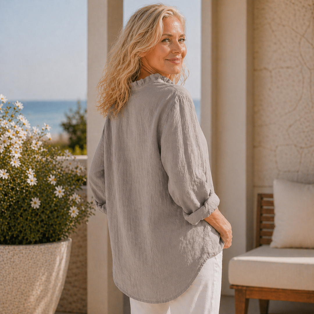Emily & Isabella Brooks | Cotton & Linen Ruffle Shirt