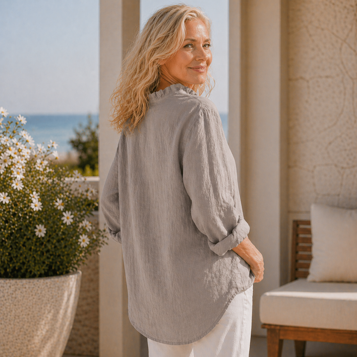 Emily & Isabella Brooks | Cotton & Linen Ruffle Shirt