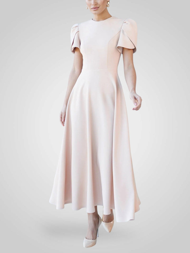 Emily & Isabella Brooks | Midi Dress with High Neck and Puff Sleeves