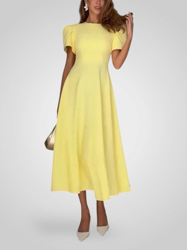 Emily & Isabella Brooks | Midi Dress with High Neck and Puff Sleeves