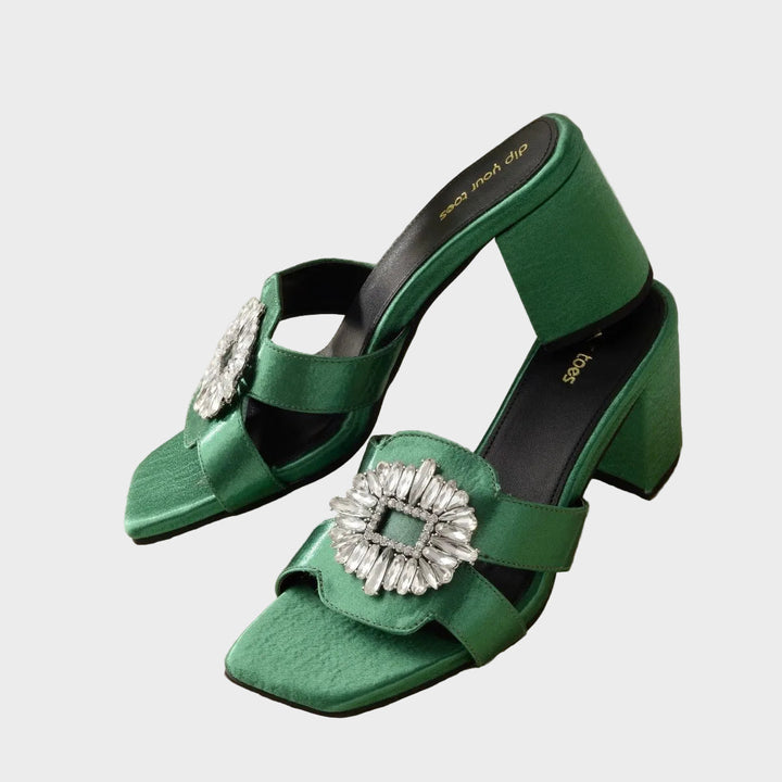 Emily & Isabella Brooks | Emerald Crystal Embellished Heels