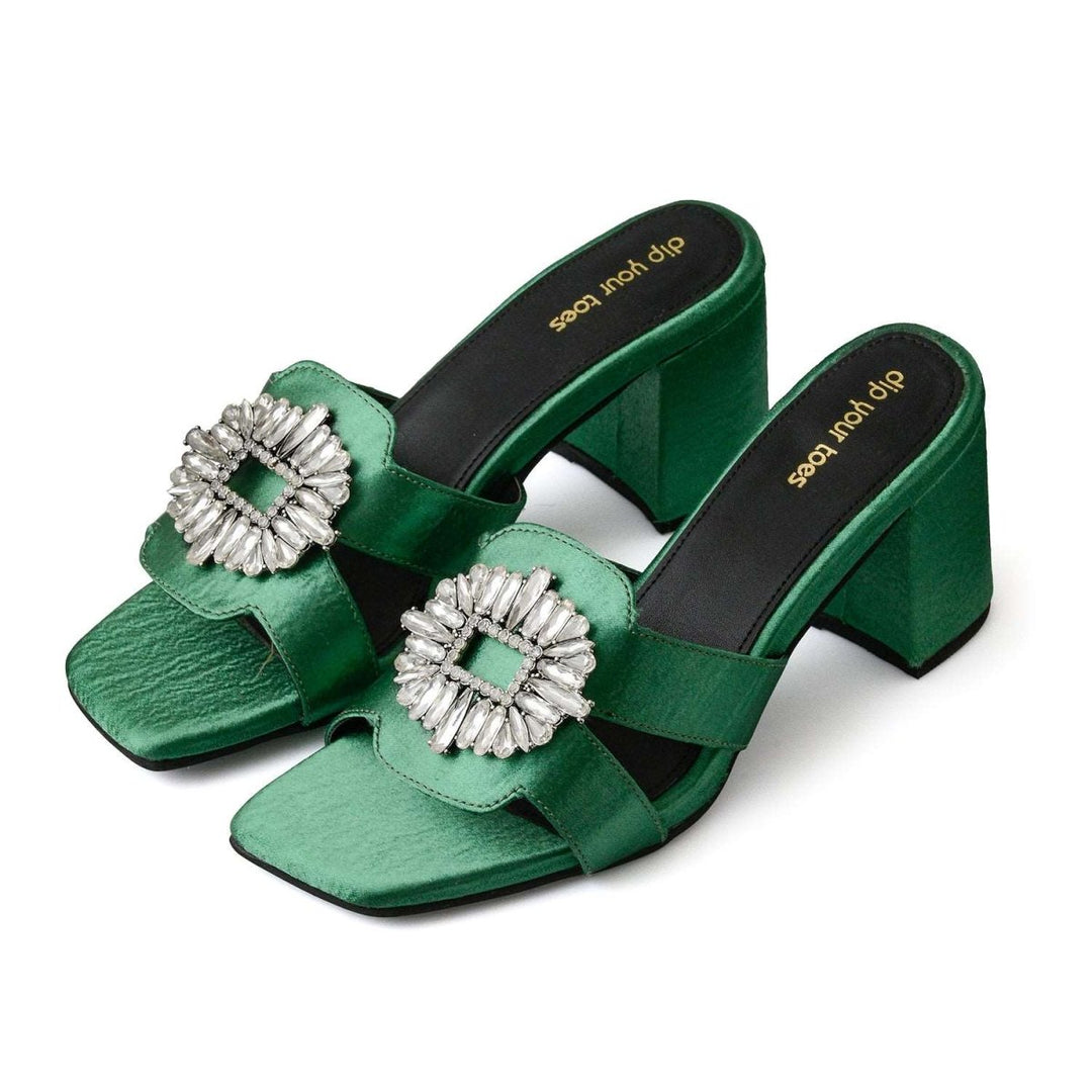Emily & Isabella Brooks | Emerald Crystal Embellished Heels