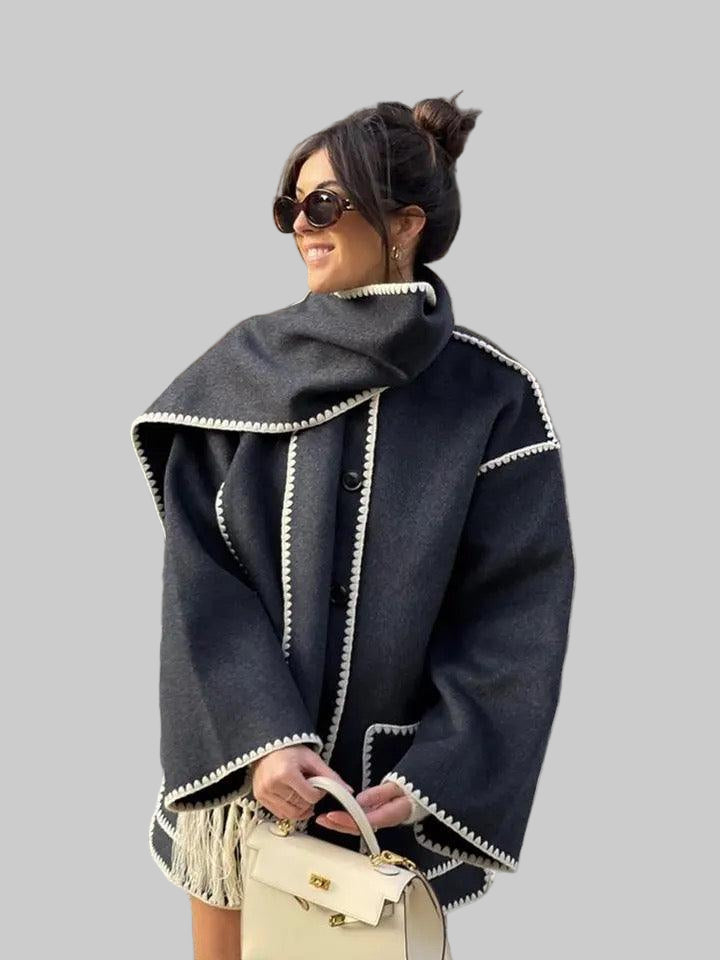 Emily & Isabella Brooks | Large Wool Jacket with Scarf