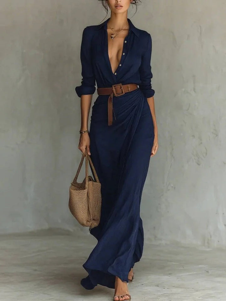 Emily & Isabella Brooks | Lapel-Wrap Maxi Dress