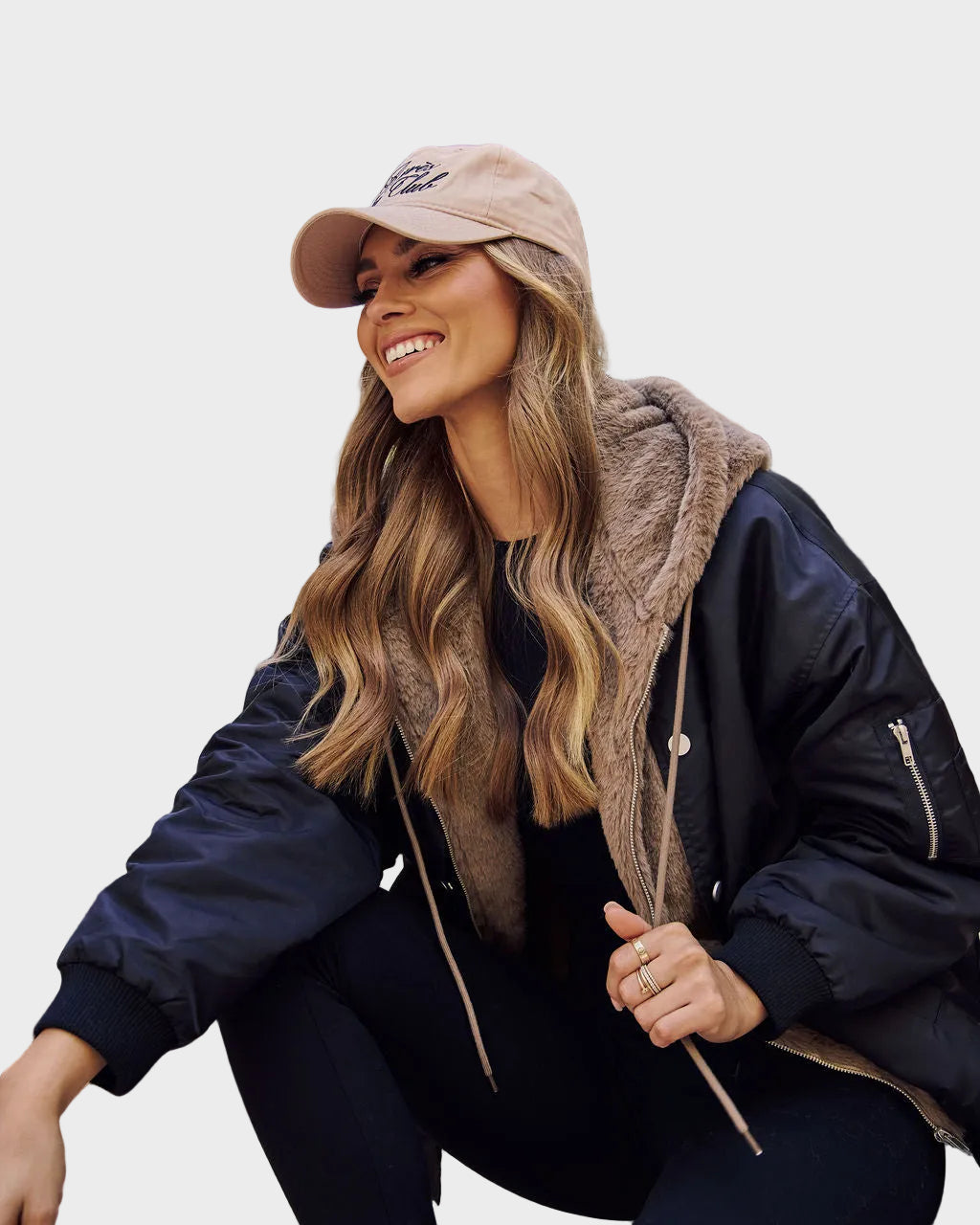 Emily & Isabella Brooks | Oversized Faux Fur Lined Bomber Jacket