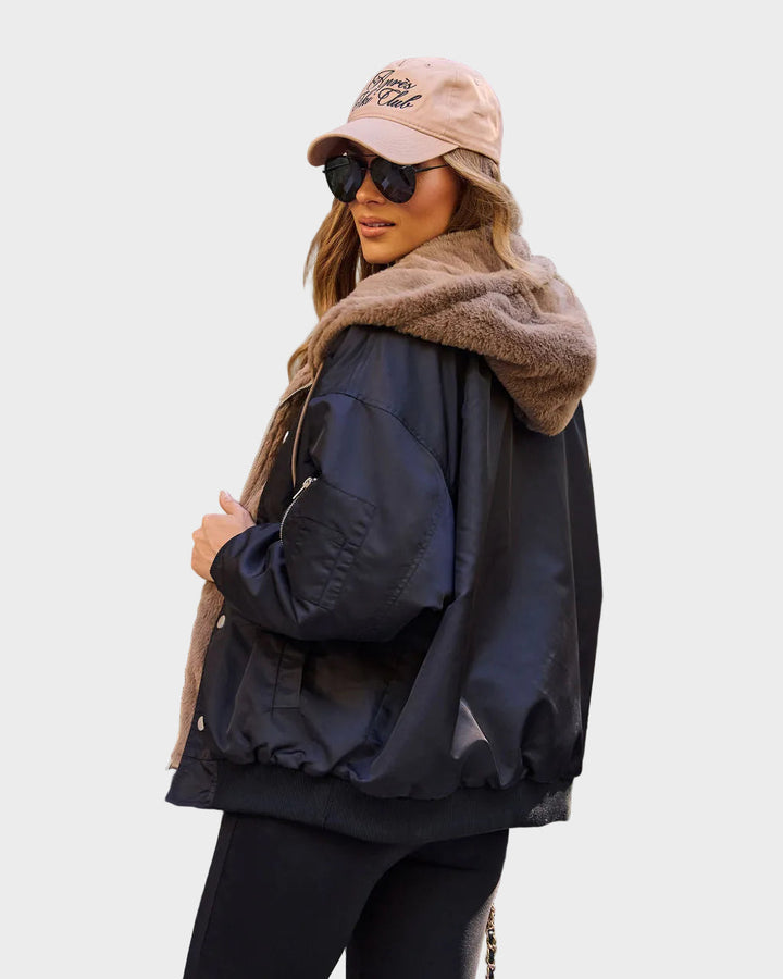 Emily & Isabella Brooks | Oversized Faux Fur Lined Bomber Jacket