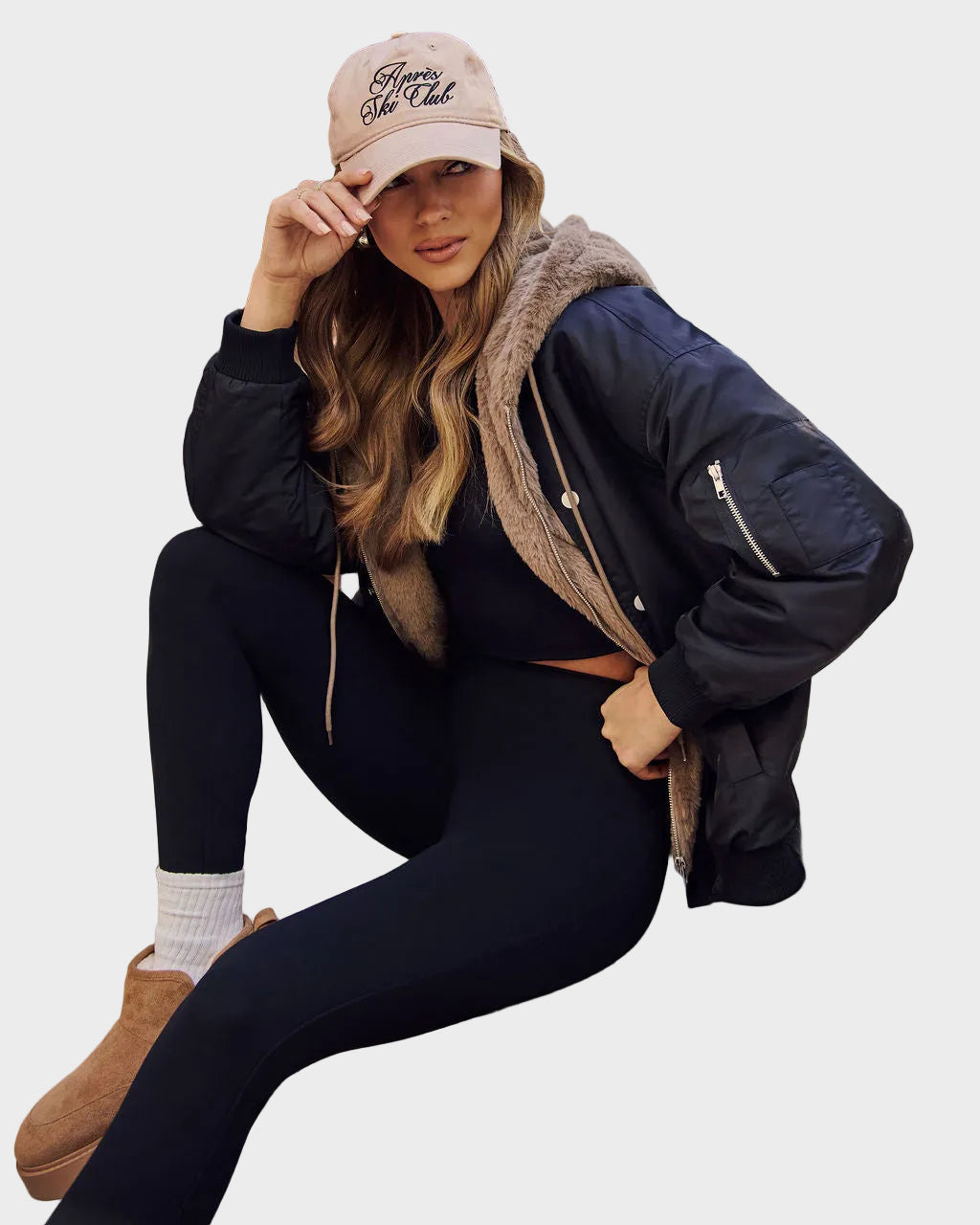 Emily & Isabella Brooks | Oversized Faux Fur Lined Bomber Jacket