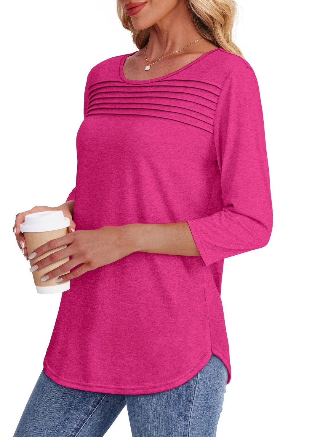 Emily & Isabella Brooks | Pleated 3/4 Sleeve Top