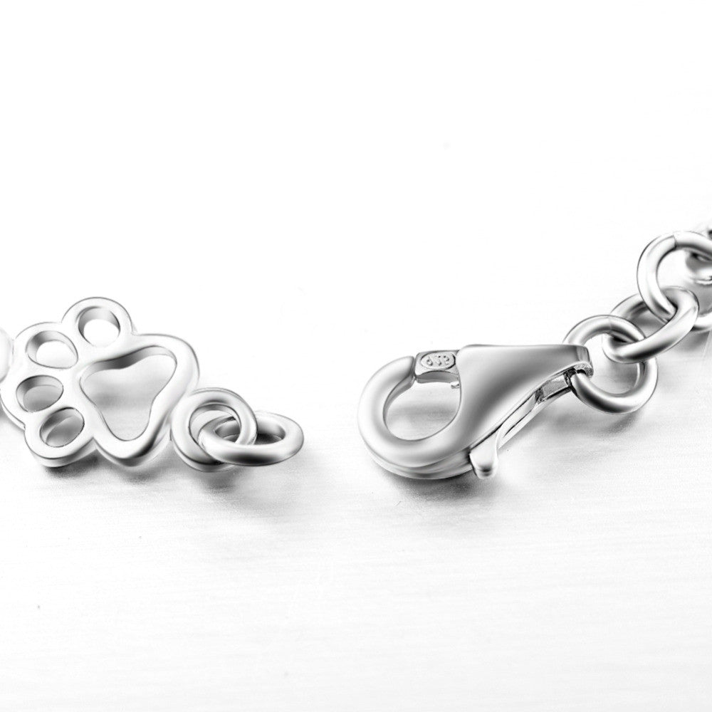 Emily & Isabella Brooks | Pure Silver Dog Paw and Bone Charms Bracelet