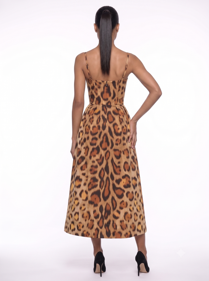 Emily & Isabella Brooks | Midi Dress with Leopard Print