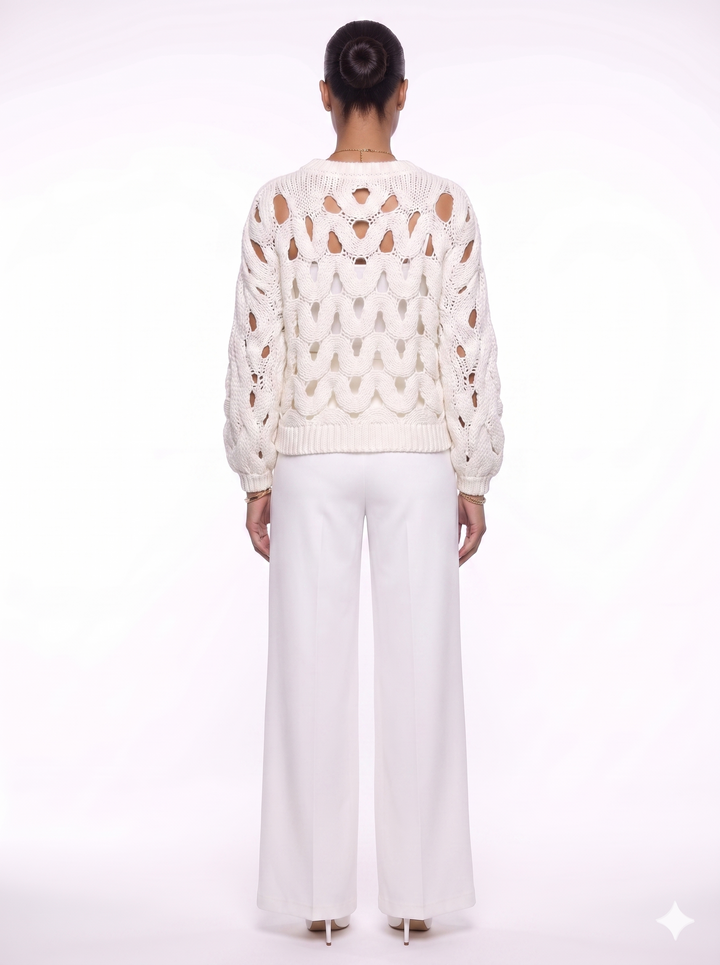 Emily & Isabella Brooks | Crochet Knit Pullover Sweater