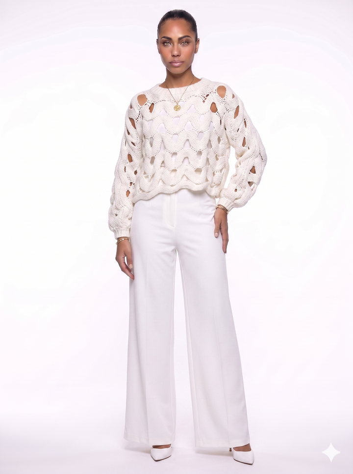 Emily & Isabella Brooks | Crochet Knit Pullover Sweater