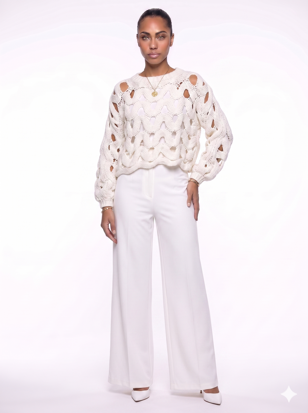 Emily & Isabella Brooks | Crochet Knit Pullover Sweater