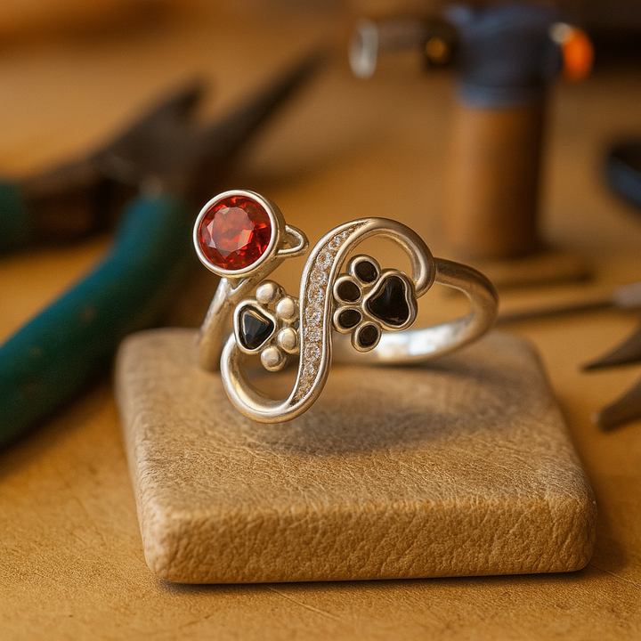 Emily & Isabella Brooks | Adjustable Ring with Red Gemstone