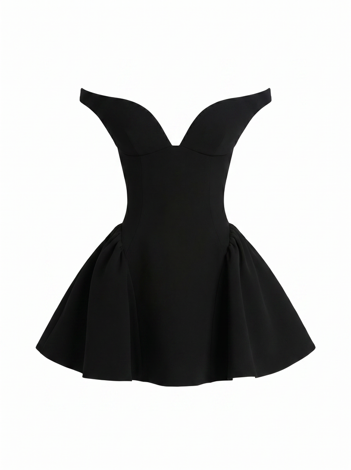 Emily & Isabella Brooks | Satin Slim Fit Off Shoulder Dress