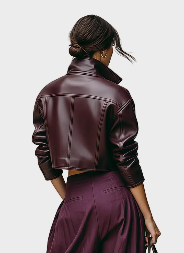 Emily & Isabella Brooks | Women's Loose PU Leather Short Jacket with Double Chest Pockets