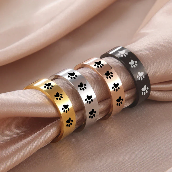 Emily & Isabella Brooks | Handcrafted Ring in Stainless Steel with Paw Print Design