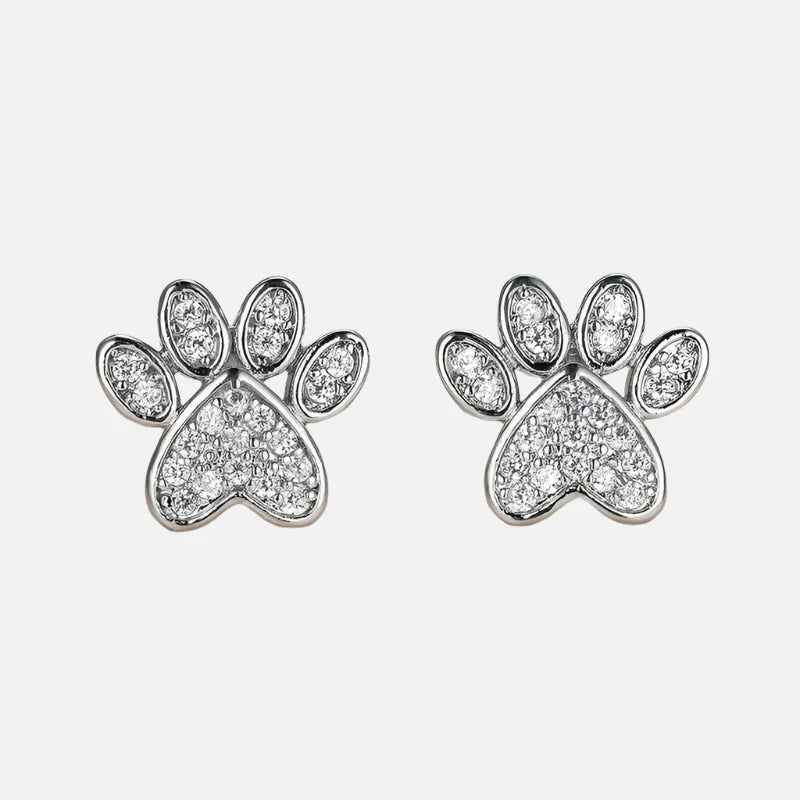 Emily & Isabella Brooks | White Zirconia Heart-Shaped Paw Studs