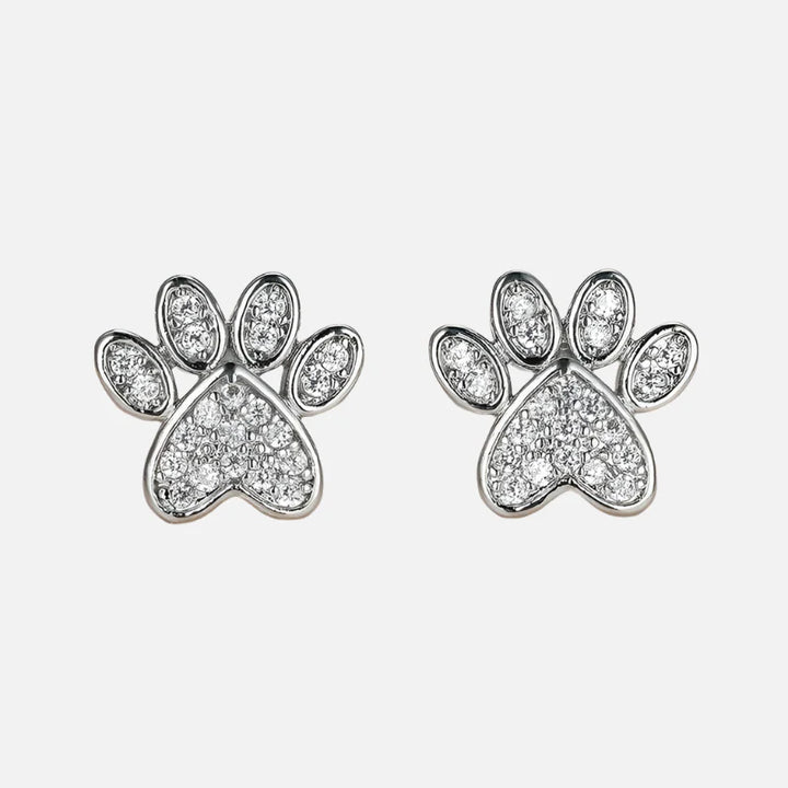 Emily & Isabella Brooks | White Zirconia Heart-Shaped Paw Studs