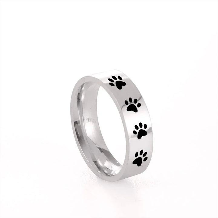 Emily & Isabella Brooks | Handcrafted Ring in Stainless Steel with Paw Print Design