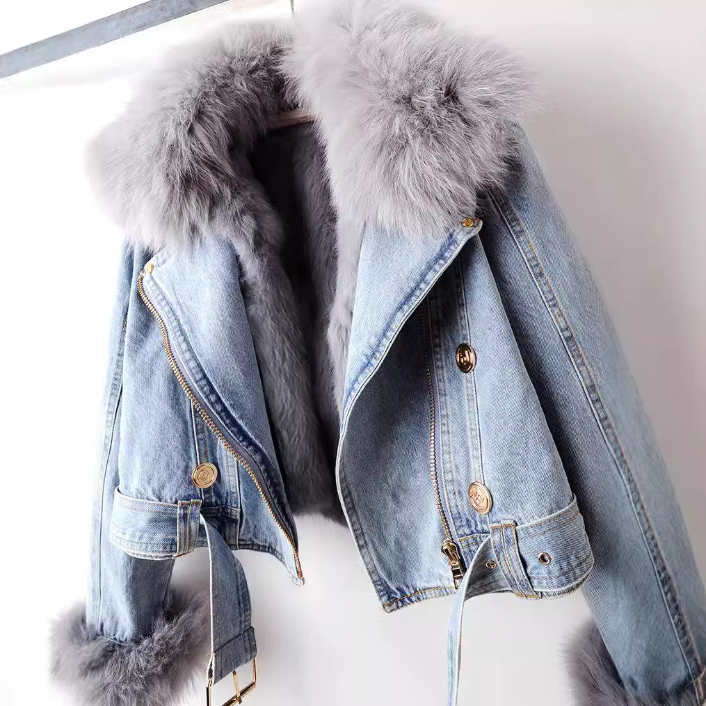 Emily & Isabella Brooks | Fox Fur Denim Jacket