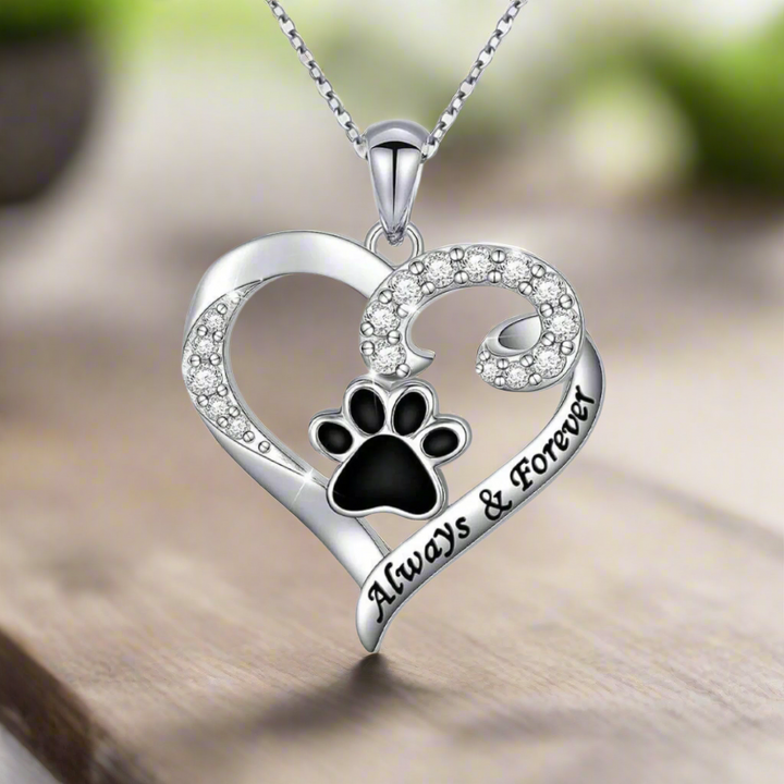 Emily & Isabella Brooks | Dog Paw Necklace in Stainless Steel with Zirconia