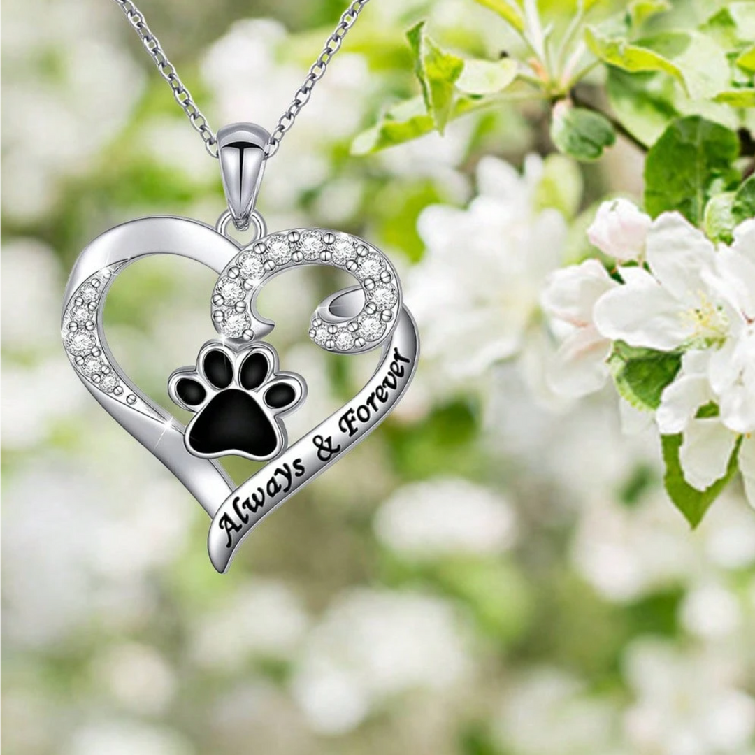 Emily & Isabella Brooks | Dog Paw Necklace in Stainless Steel with Zirconia
