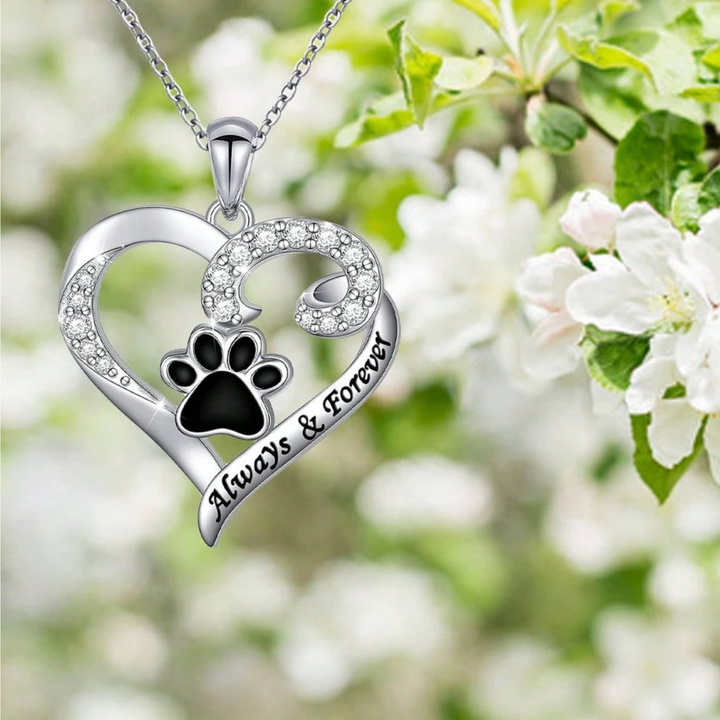 Emily & Isabella Brooks | Dog Paw Necklace in Stainless Steel with Zirconia